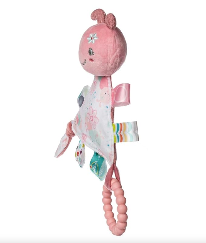 Taggies Teething Toys Baby Rattle Portable Triangle Activity Toy with Sensory Tags, 6-Inches, Camilla Caterpillar