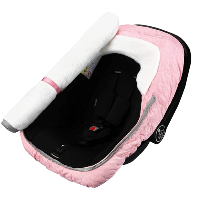 Yoofoss Baby Car Seat Cover Winter Carseat Canopies Cover to Protect Baby from Cold Wind, Super Warm Plush Fleece Baby Carrier Cover for Infant Boys Girls (Pink)