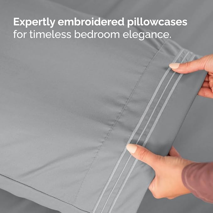 Full XL Size 4 Piece Sheet Set - Comfy Breathable & Cooling Bed Sheets Set - Hotel Luxury Bedding for Women, Men, Kids, Teens, Boys & Girls - Deep Pockets, Soft, Wrinkle Free - Oeko-Tex - Steel Blue