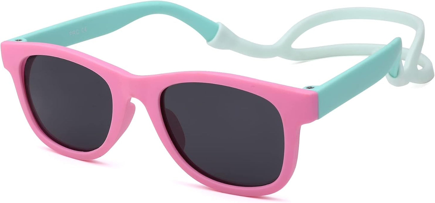 COASION Bendable Flexible Polarized Newborn Baby Sunglasses with Silicon Strap for Infant Boys Girls Age 0-12 Months CA9042
