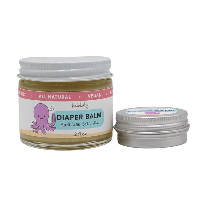 Organic Diaper Balm by Balm Baby – Natural Diaper Rash Cream & Multipurpose Baby Skin Ointment with Calendula, Vegan - Soothing, Healing, Moisturizing – Newborn Cradle Cap (Single + Travel Size)