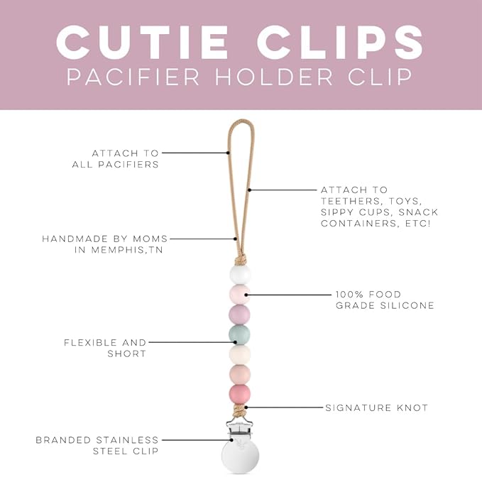 Ryan & Rose Pacifier Clip Georgia - Silicone Pacifier Clip Baby boy Baby Girl Binky paci Clip Baby Pacifier Holder binkie Clip Binky Clips Newborn Baby Care Baby Pacifier Clip (Blossom)