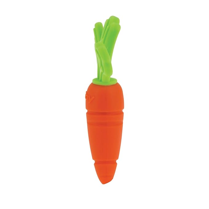 Nuby Carrot Infant Teether - Baby Teething Toy - Massaging Bristles for Sore Gums - 3+ Months