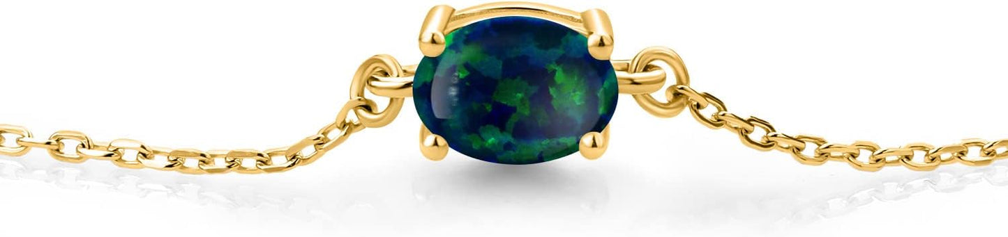 Gem Stone King 7X5MM Oval Gemstone Birthstone Solitaire Bracelet For Women | 925 Sterling Silver | Adjustable Bolo Bracelet For Women | Fine Jewelry Gifts for Her Mom Wife