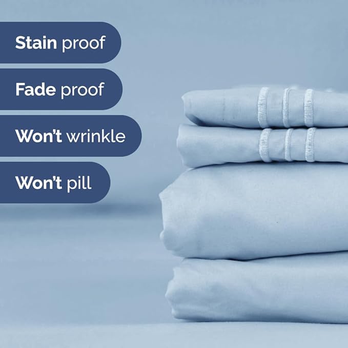 Full XL Size 4 Piece Sheet Set - Comfy Breathable & Cooling Bed Sheets Set - Hotel Luxury Bedding for Women, Men, Kids, Teens, Boys & Girls - Deep Pockets, Soft & Wrinkle Free - Oeko-Tex - Sky Blue