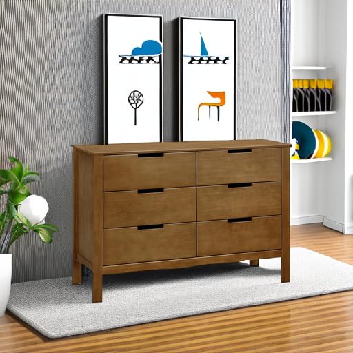 Carter's by Davinci Colby 6-Drawer Baby Dresser - GREENGUARD Gold Certified, Wooden Double Chest of Drawers for Kids - Versatile Storage Dresser for Bedroom, Nursery, Living Room, Hallway - Walnut