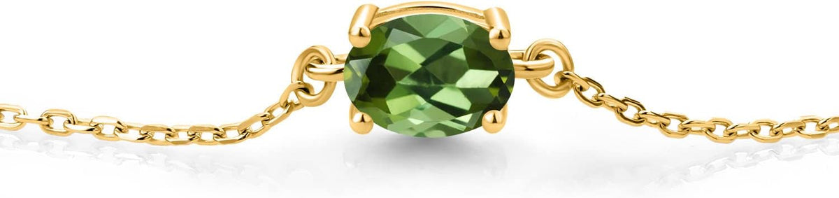 Gem Stone King 7X5MM Oval Gemstone Birthstone Solitaire Bracelet For Women | 925 Sterling Silver | Adjustable Bolo Bracelet For Women | Fine Jewelry Gifts for Her Mom Wife