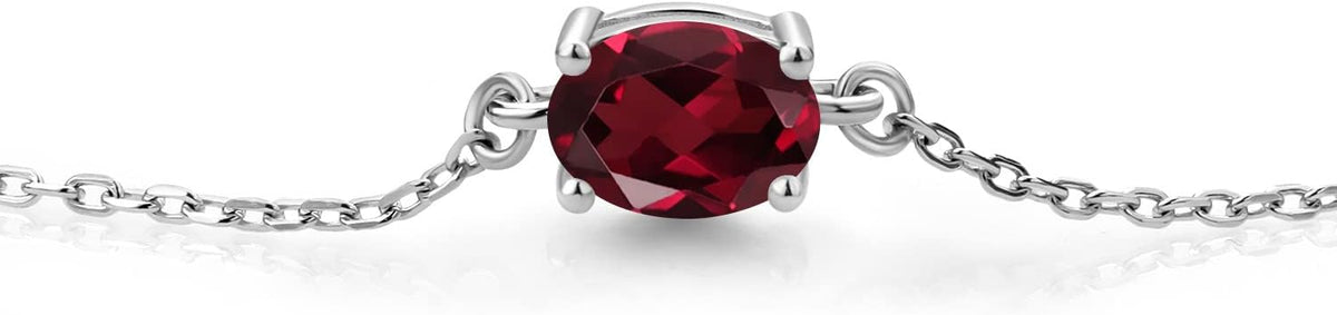 Gem Stone King 7X5MM Oval Gemstone Birthstone Solitaire Bracelet For Women | 925 Sterling Silver | Adjustable Bolo Bracelet For Women | Fine Jewelry Gifts for Her Mom Wife