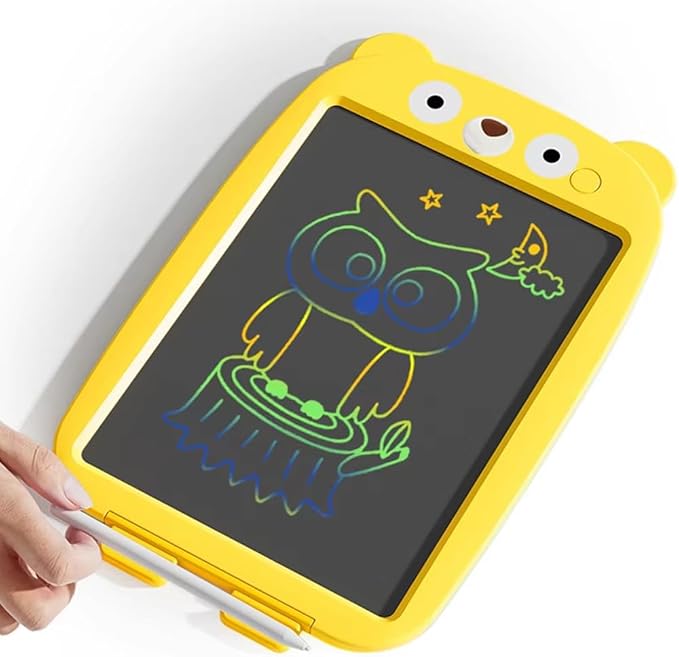 Henry & Colin Bear Themed LCD Writing Tablet for Kids – Reusable, Travel-Friendly Drawing Pad for Boys & Girls Ages 3 & Up. Ideal for Writing, Drawing, Creativity, Fun, Learning & Education (Yellow)