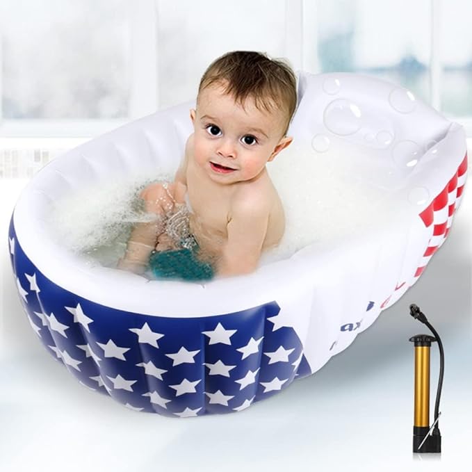 | Inflatable Baby Bathtub,Newborn Bathtub Seat for Infant,Non-Slip Baby Pool for Sitting up,Foldable Toddler Tub Shower,Portable Travel Bath for Kids 0-6 Year
