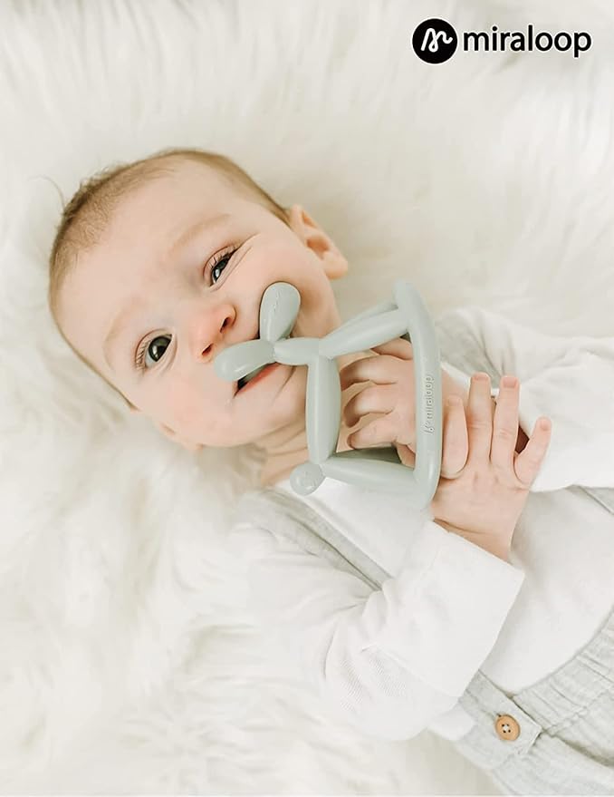 Teething Toy for Baby 0-6, 12, 18 Months Infant, Jellydog Never Drop Food Grade Silicone Rocking Teether, Prevent Choking & Odorless, Less Dust and Hair Adhesion, Baby Gift, Mint Green