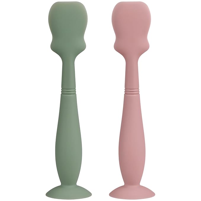 Large Size Baby Diaper Cream Spatula Applicator Soft Silicone Baby Butt Paste Spatula （2Packs, Sage/Blush)