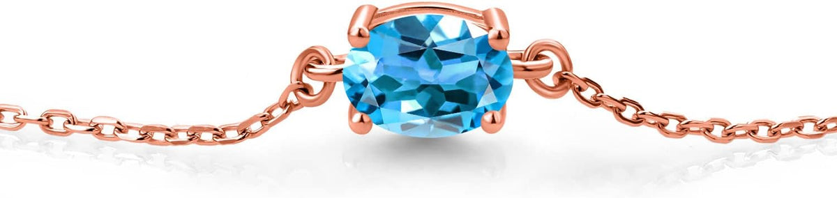 Gem Stone King 7X5MM Oval Gemstone Birthstone Solitaire Bracelet For Women | 925 Sterling Silver | Adjustable Bolo Bracelet For Women | Fine Jewelry Gifts for Her Mom Wife