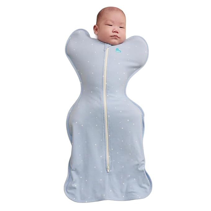Love to Dream Swaddle Up Original, Arms Up Position, Light and Ultra Breathable Cotton - Wearable Blanket - 1.0 TOG - (20-24°C) Ideal for Moderate Temps (Twinkle Powder Blue, Newborn, 2.2–3.8kg)