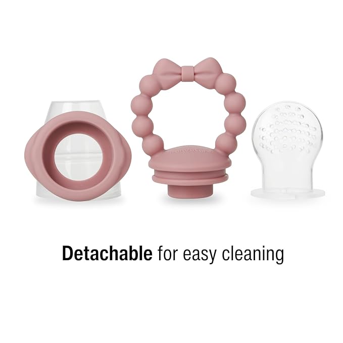 PandaEar 3 Pack Baby Fruit Food Feeder Pacifier with 3 Different Size Silicone Pouch, Silicone Teethers for Babies 3-6-12 Months, BPA Free Mesh Feeder, Baby Solid Food Essentials