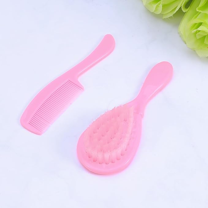 Healifty Baby Comb and Brush Set with Gentle Massage Comb for Newborn Scalp Care Safe and Comfortable Hair Washing for Infant and Toddler 4.72X1.77X0.98 Inch