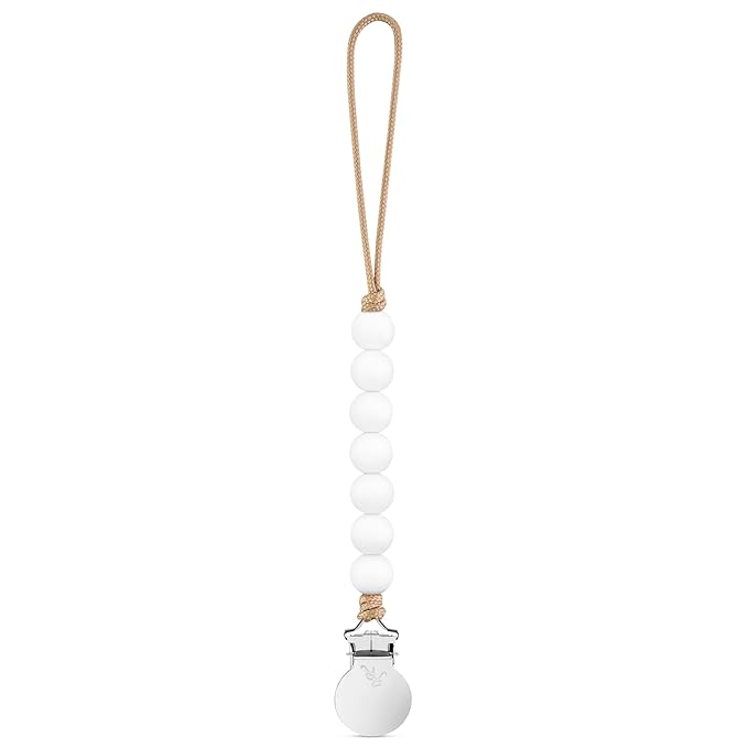 Ryan & Rose Pacifier Clip Georgia - Silicone Pacifier Clip Baby boy Baby Girl Binky paci Clip Baby Pacifier Holder binkie Clip Binky Clips Newborn Baby Care Baby Pacifier Clip (White)