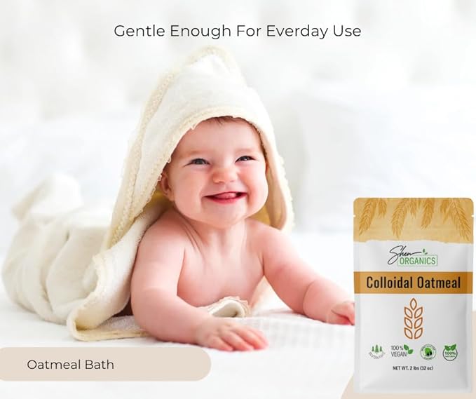 Shea Organics Colloidal Oatmeal Powder | Gentle Soothing Bath Treatment for Sensitive Skin | Natural Oat Bath for Babies & Adults | Ideal for DIY Skincare & Soap Making | 32 oz Pack of 1