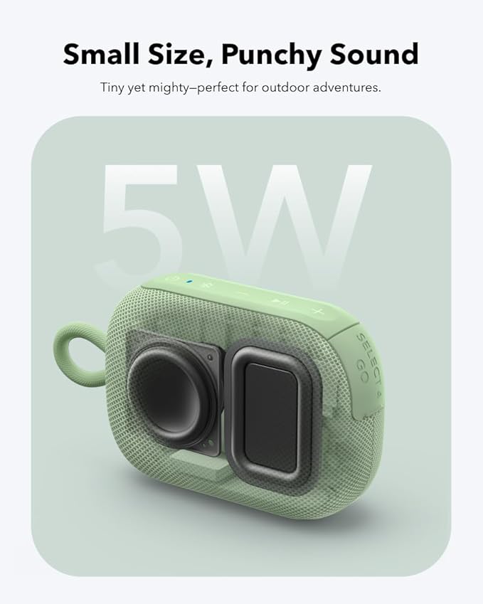 soundcore Select 4 Go Bluetooth Shower Speaker by Anker, IP67 Waterproof/Dustproof, Portable Wireless Speaker, 20H Playtime, Floatable, Powerful Sound, Electronics for Outdoor/Home/Office/Travel-Green