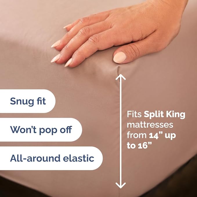 Flex Top Split Head King 4 Piece Sheet Set - Comfy Breathable & Cooling Bed Sheets Set - Hotel Luxury Bedding for Women, Men, Kids, Teens, Boys & Girls - Deep Pockets, Ultra-Soft - Oeko-Tex - Mauve