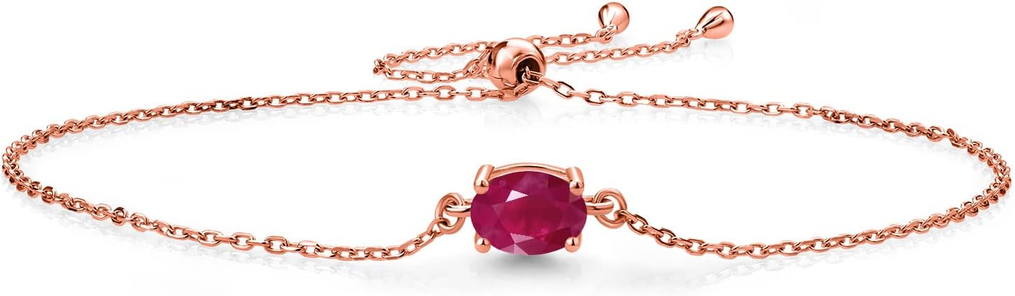Gem Stone King 7X5MM Oval Gemstone Birthstone Solitaire Bracelet For Women | 925 Sterling Silver | Adjustable Bolo Bracelet For Women | Fine Jewelry Gifts for Her Mom Wife