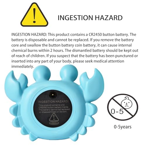 Baby Bath Thermometer Crab Toy - Digital Floating Water Thermometer with LED Display & Color Alerts for Infants, Cute Bath Tub Sensor & Safe Bath Time Essential Toy