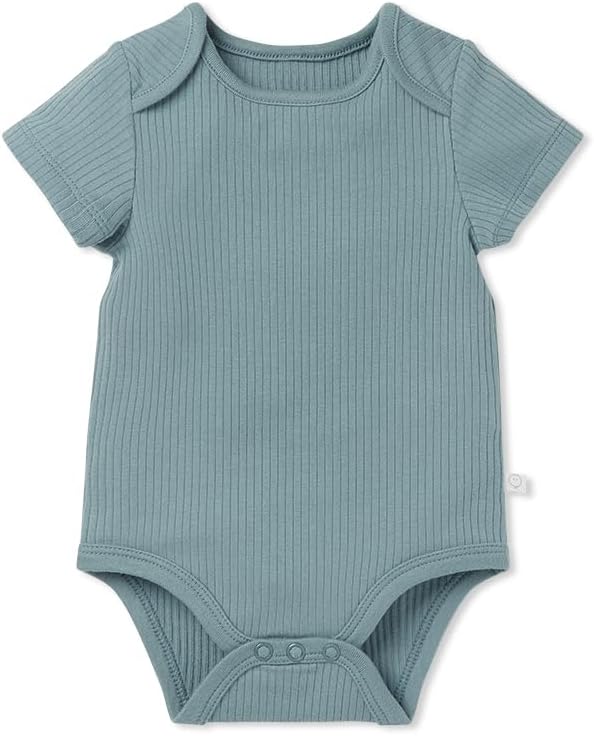 MORI Baby Short Sleeve Unisex Bodysuit with Envelope Neck and Nickel Free Poppers - Viscose from Bamboo and Cotton Blend