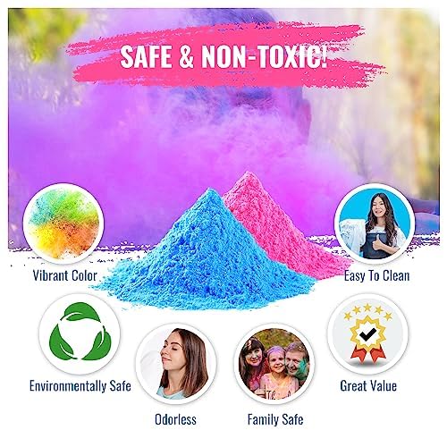 Color Blaze Baby Gender Reveal Color Powder Packets - 75 g Each - 5 of Each Colored Powder - Pink & Blue - For Car & Motorcycle Burnout, Toss, Photoshoot, Party & Festival - Combo Pack of 10
