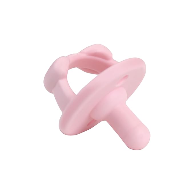 Itzy Ritzy Silicone Pacifiers for Ages 6-18 Months - Itzy Soother Pacifiers Feature Collapsible Handle & Two Air Holes for Added Safety; Set of 2 in Light & Dark Pink