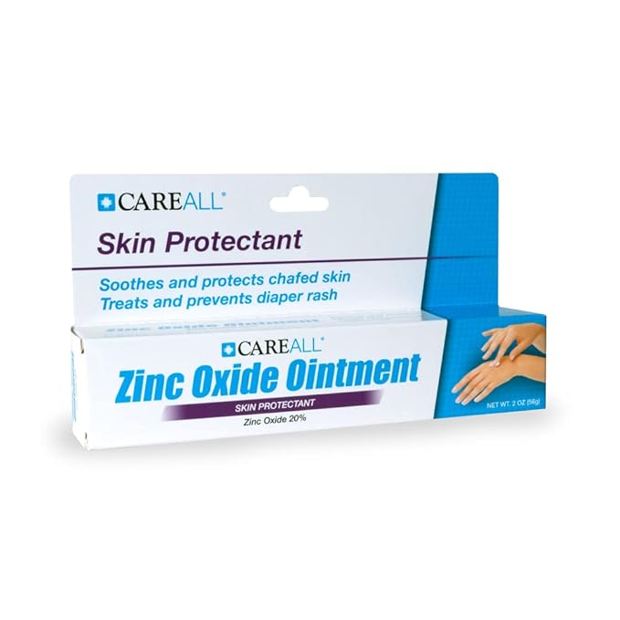 CareAll Zinc Oxide 20% Skin Protectant Barrier Ointment 2 oz (24 Pack), Relieves, Treats and Prevents Minor Skin Irritations due to Diaper Rash. Helps Seal Out Wetness. Protects Chafed Skin.