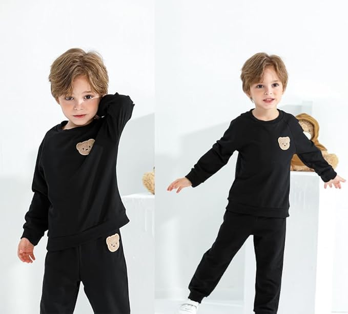 Fall Outfit for Toddler Boy Girl Long Sleeve Bear Sweatshirt Pant Sets Winter Pullover Clothes