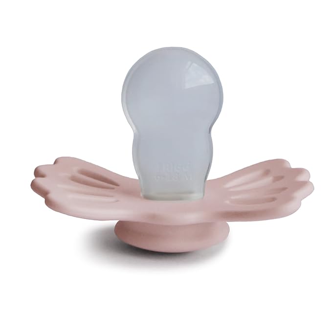 FRIGG Lucky Symmetrical SilkySoft Silicone Baby Pacifier | Made in Denmark | BPA-Free (Cream/Blush, 6-18 Months)