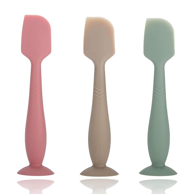 Baby Diaper Cream Spatula, Seeway 3 pack Baby Butt Paste Spatula, Diaper Cream Applicator, Silicone Butt Spatula for Newborn Babies (dark pink, green, brown)