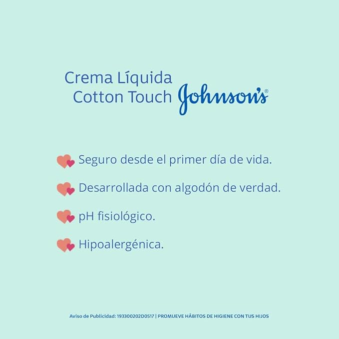 Johnson's Cotton Touch Newborn Baby Face and Body Lotion, Made with Real Cotton, 6.8 fl. oz