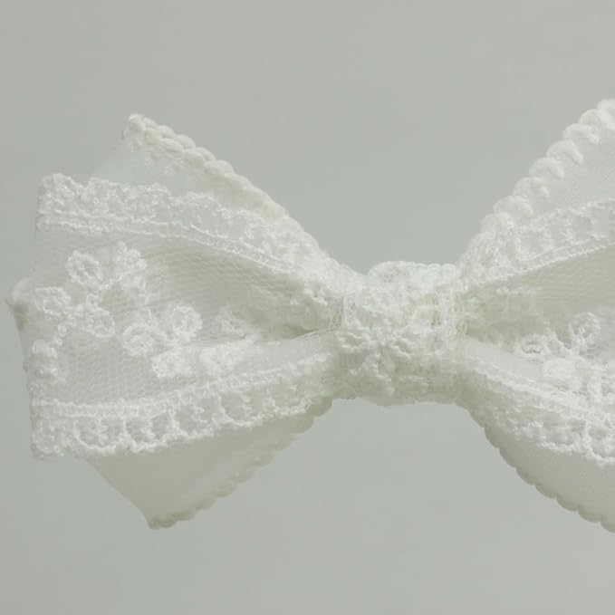 Nihao Baby Off White Lace Baptism Headband Christening Hair Accessories (0-6 months,B-Off White Lace Bow)