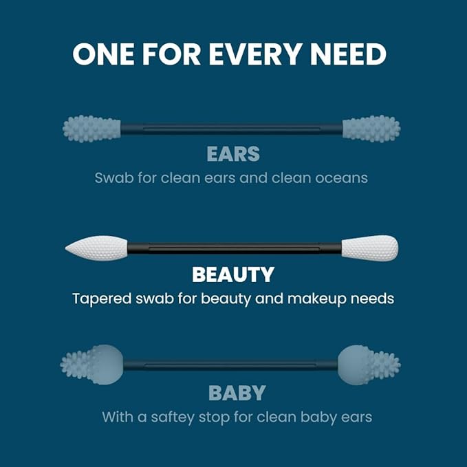 LastSwab® Reusable Cotton Swabs for Gentle and Eco-Friendly Beauty Routines - The Sustainable Alternative to Single-Use Q Tips - Zero Waste & Easy to Clean - Comes with a Convenient Travel Case Holder