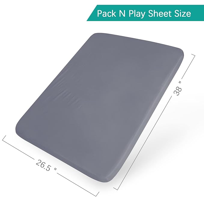 Biloban Pack and Play Sheets Fitted, 2 Pack Pack and Play Sheet Fits for Graco Pack n Play Mattress, Neutral Playard Sheets for Baby Boys and Girl