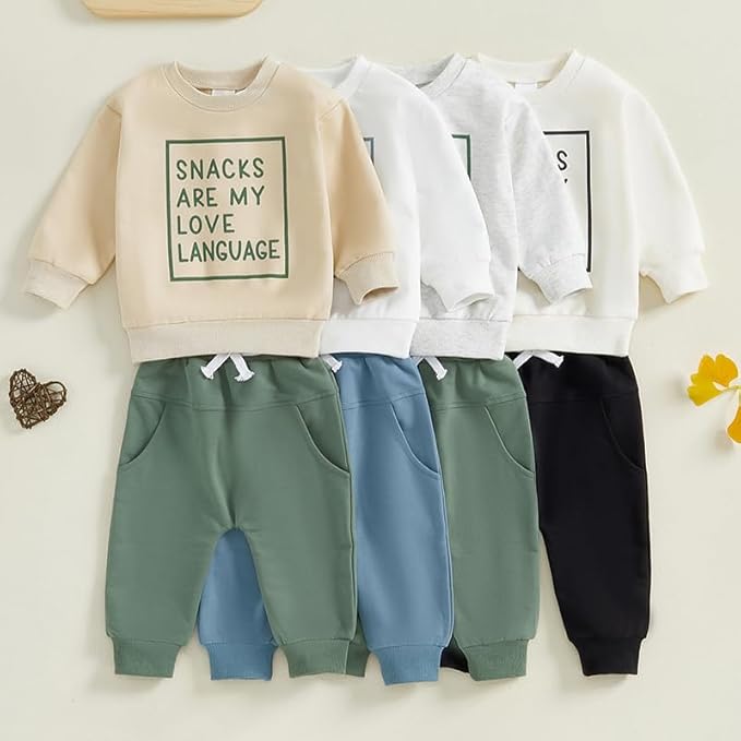 Infant Baby Boy Fall Clothes Set Funny Letter Sweatshirt Pant Outfit Toddler Winter Clothes 6 12 18 Months 2T 3T