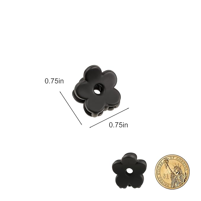Mini Black Flower Hair Clips - Tiny Claw Clips with Strong Hold for Thin Hair, Cute Nonslip Jaw Clips for Hair Styling Accessories with Box