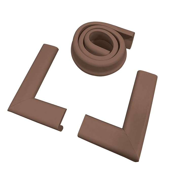 Cardinal Gates SPK Small Hearth Pad Kit - Fireplace Baby Proofing - Adhesive Backed Fireplace Bumpers for Babies - 4 Foot Roll of Padding & Two 6" x 9" Corners - Made in The USA - Brown