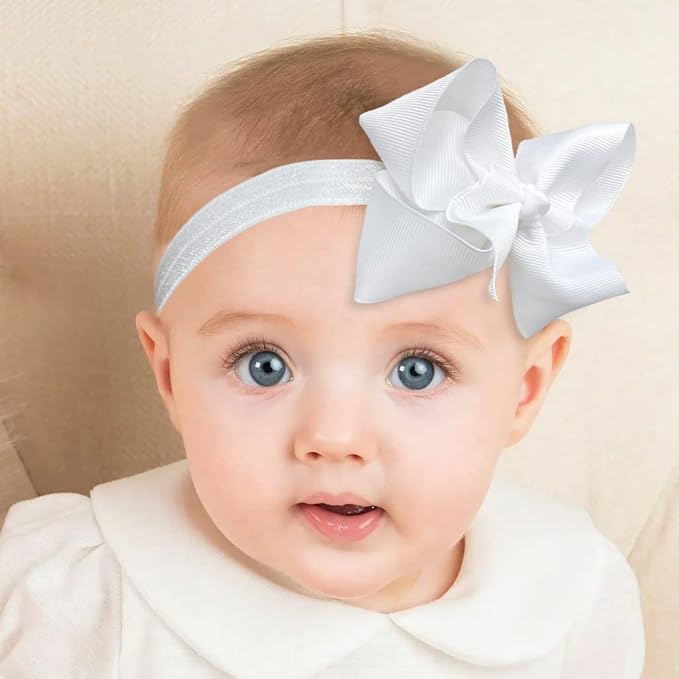 CÉLLOT Baby Girls Headbands Grosgrain Ribbon 4.5" Hair Bows Headband Big Bow Hair Bands for Toddler Pack of 20