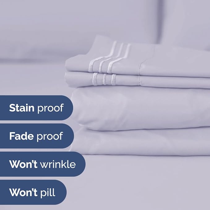 Full XL Size 4 Piece Sheet Set - Comfy Breathable & Cooling Bed Sheets Set - Hotel Luxury Bedding for Women, Men, Kids, Teens, Boys & Girls - Deep Pockets & Wrinkle Free - Oeko-Tex - Light Lavender