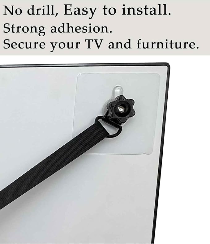 3 Pack Adjustable TV Safety Straps, No-Drill Anti-Tip Furniture Anchors for Baby Proofing, Flat Screens Fix to Wall,Cabinet,Stand Or Desk, Earthquake Straps