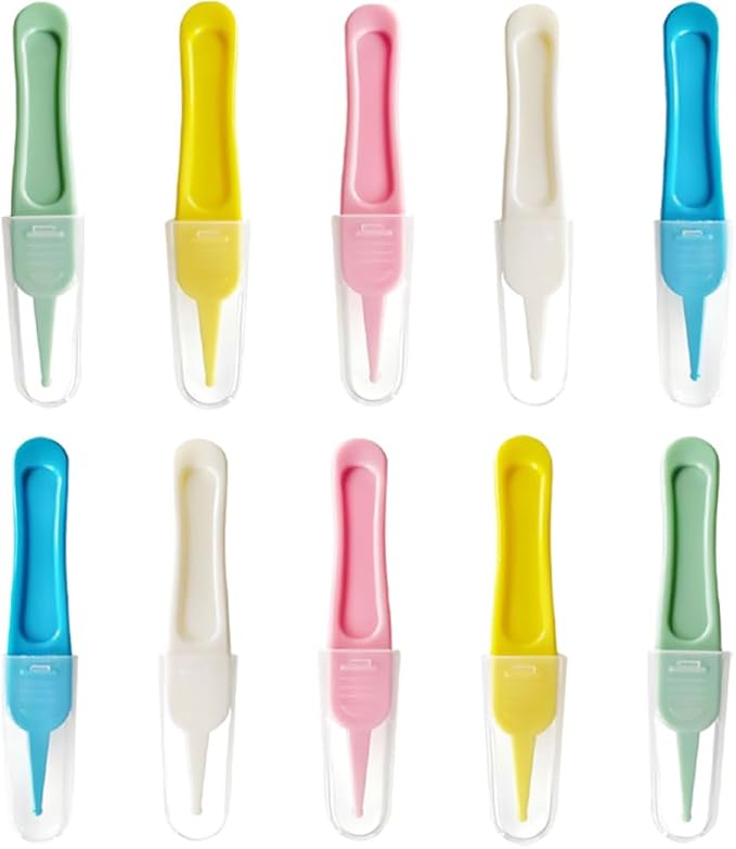 GSHLLO 10 Pcs Plastic Infant Nose Cleaning Tweezers Baby Ear Nose Navel Cleaner Clip Newborn Booger Remover Picker Plier for Baby Care