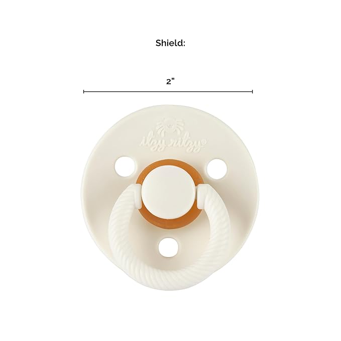 Itzy Ritzy Natural Rubber Newborn Pacifiers (Set of 2) – Baby Pacifiers with Cherry-Shaped Nipple & Large Air Holes for Added Safety; Set of 2 Binkies in Coconut & Toast (Ages 0 – 6 Months)