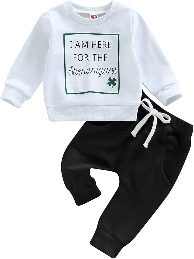 Toddler Baby Boy Fall Outfit Crewneck Long Sleeve Sweatshirt Tops Elastic Pants Jogger Cute Newborn Winter Clolthes Set