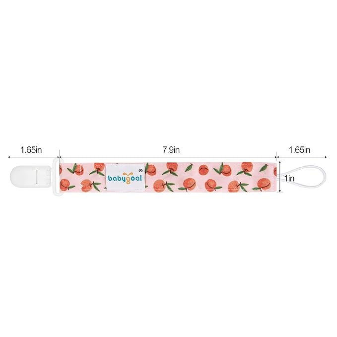 babygoal Fruit Pacifier Clips, 6 Pack Binky Paci Holder Clips Leashes Fits for Most Pacifiers and Binkies 6PS28-B
