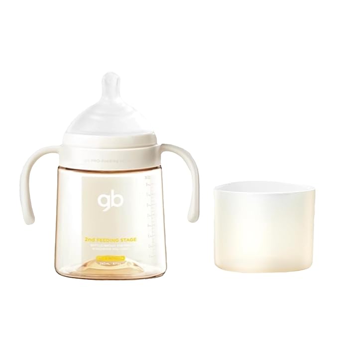 gb Feeding Series 2nd Stage Baby Bottle 8oz 240ml PPSU BPA-Free, Anti-Colic, Soft Silicone, Ergonomic Handle, Easy to Clean, Ideal for Newborn Essentials & Breastfeeding, 3-6 Months
