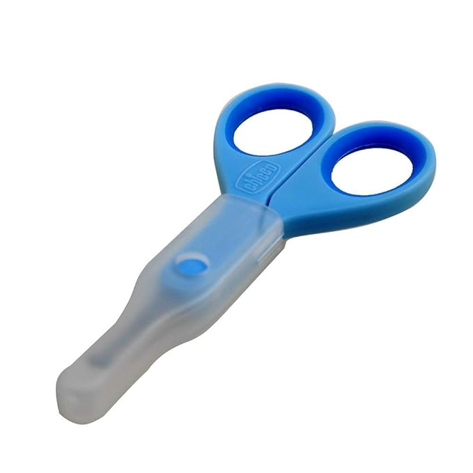 Chicco Nail Scissors for Babies and Children, Stainless Steel Baby Scissors with Curved Blades and Rounded Tips, Protective Case, Non-Slip Rubber Handle, Baby Accessories for Newborns from 0 Months