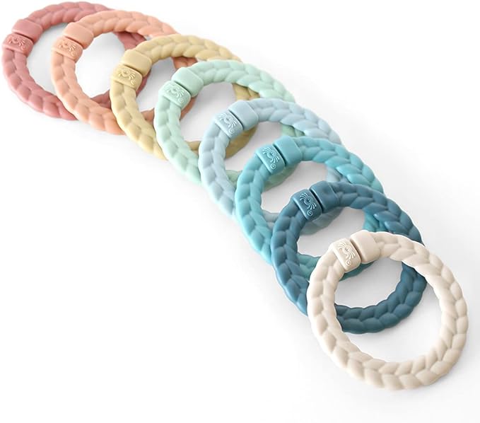 Itzy Ritzy Linking Ring Set; Set of 8 Braided, Rainbow-Colored Versatile Linking Rings; Attach to Baby's Car Seat, Stroller & Activity Gym to Keep Toys Nearby; Rainbow